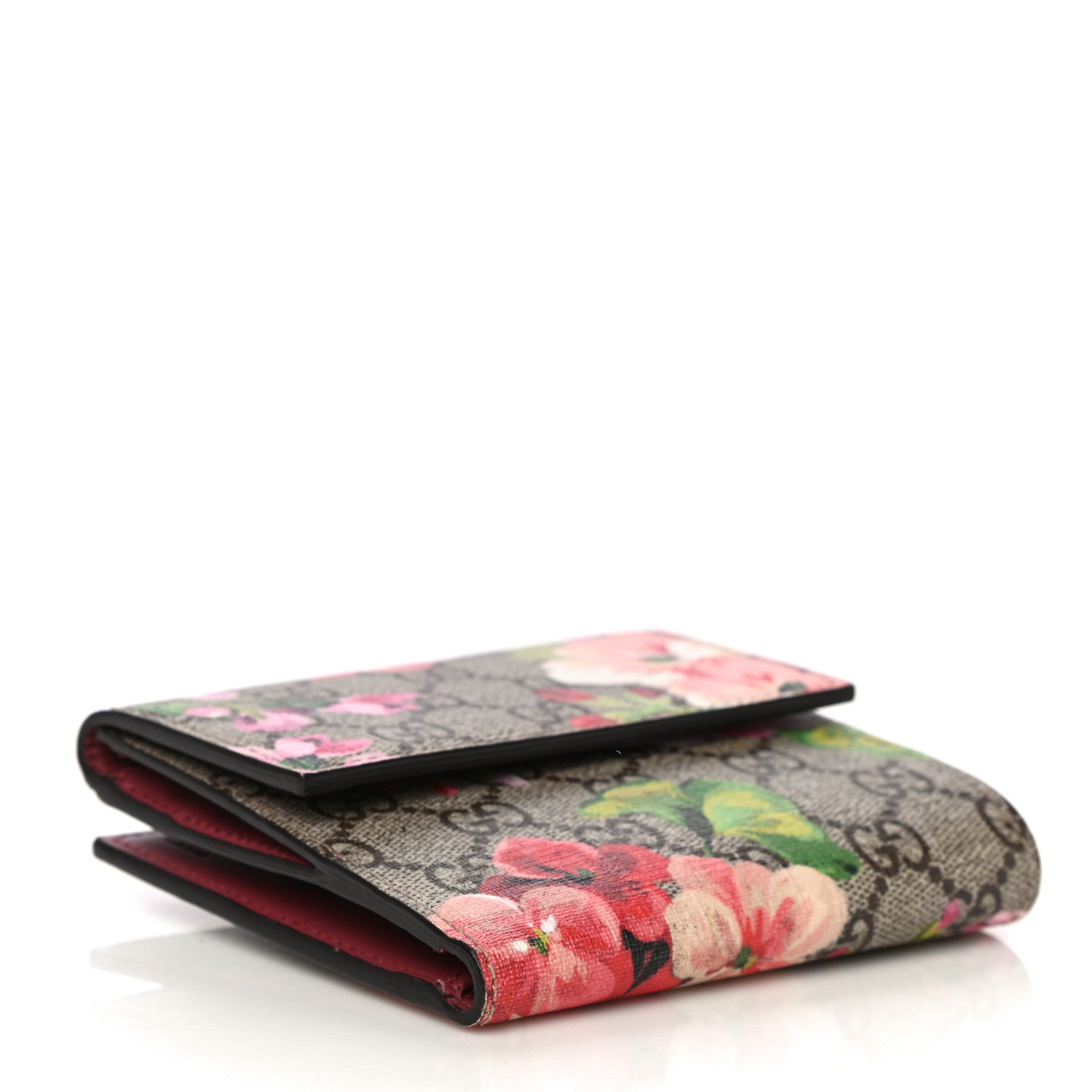 Gucci GG Supreme Monogram Blooms French Flap Wallet Beige Multicolor Dry Rose 4 of 12