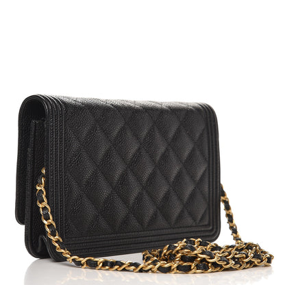 Chanel Caviar Quilted Boy Wallet On Chain WOC Black 4 of 11