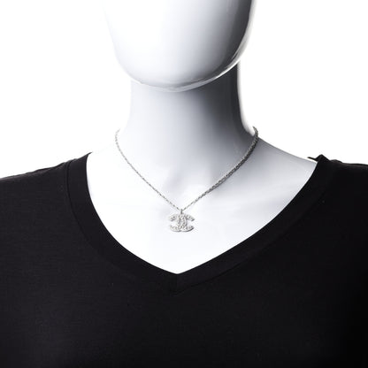 Chanel Pearl Crystal CC Pendant Necklace Silver 2 of 6
