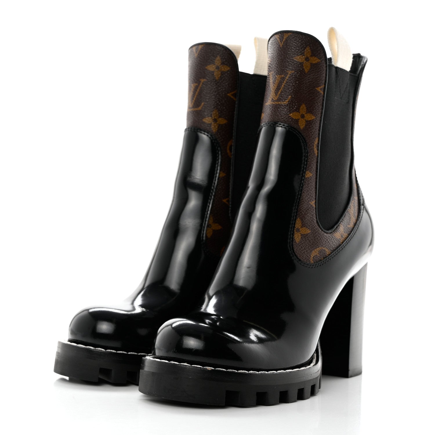 Louis Vuitton Patent Calfskin Monogram Star Trail Chelsea Ankle Boots 36 Black 3 of 8
