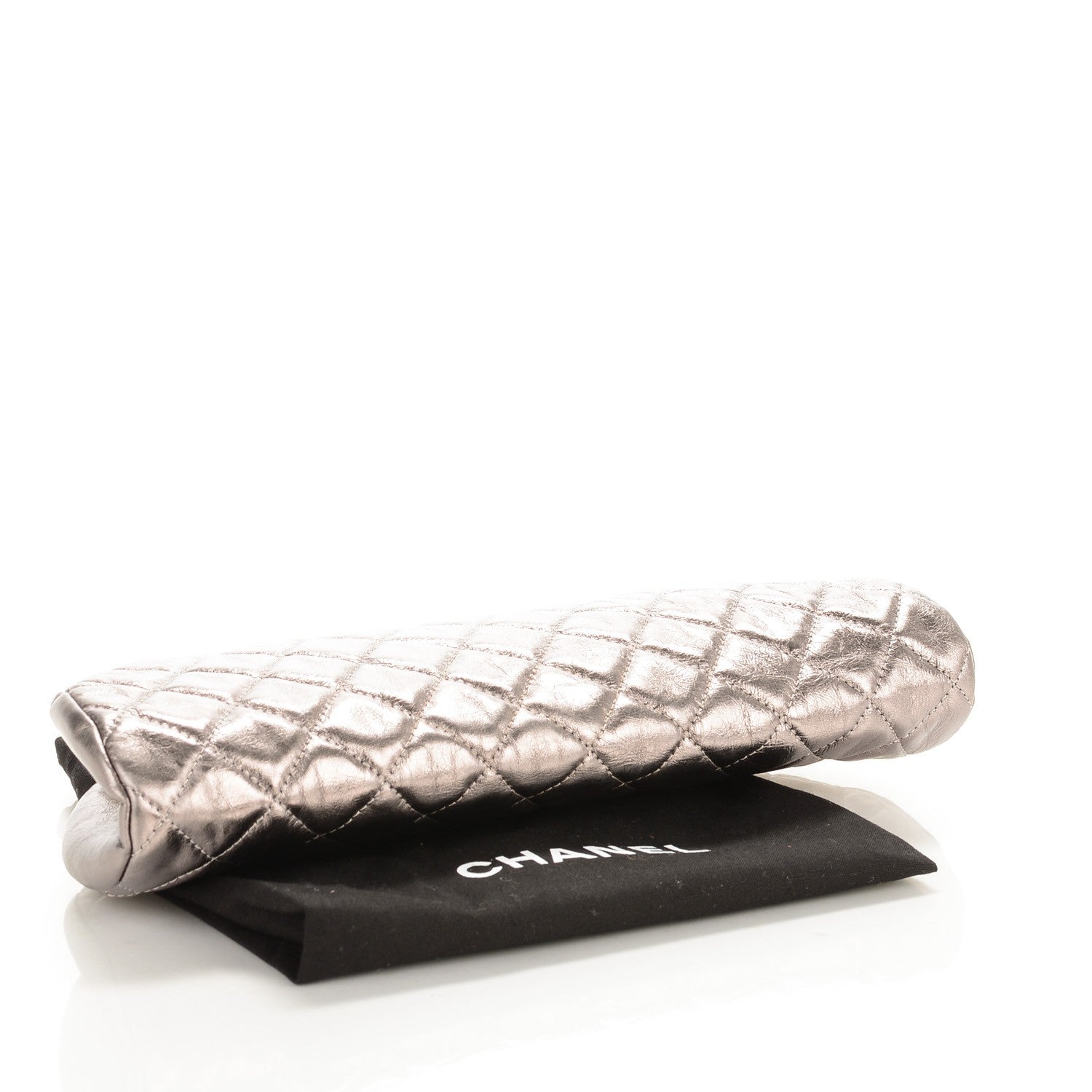 Chanel Metallic Aged Calfskin Quilted Timeless Clutch Silver 4 of 7