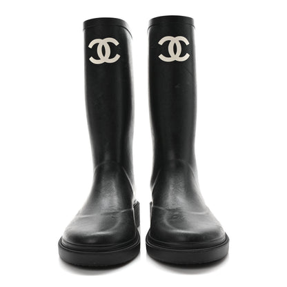 Chanel Caoutchouk CC High Boots 40 Black 2 of 8