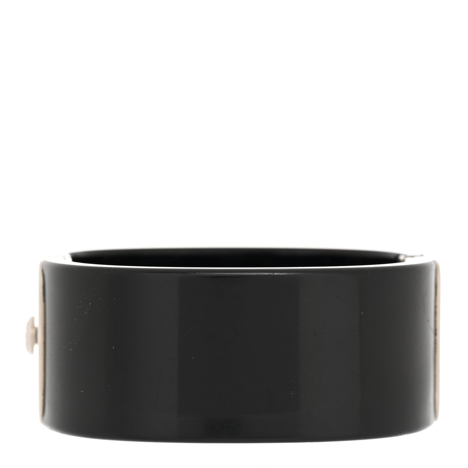 Chanel Resin Crystal Baguette CC Cuff Black Silver 3 of 6