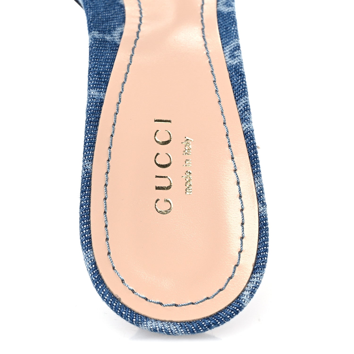 Gucci Denim GG Monogram Horsebit Slide Sandals 37 Blue 7 of 10