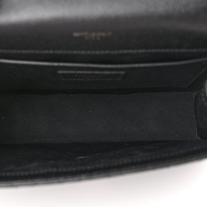Saint Laurent Grain De Poudre Textured Mixed Matelasse Triquilt Medium Monogram Satchel Black 5 of 9