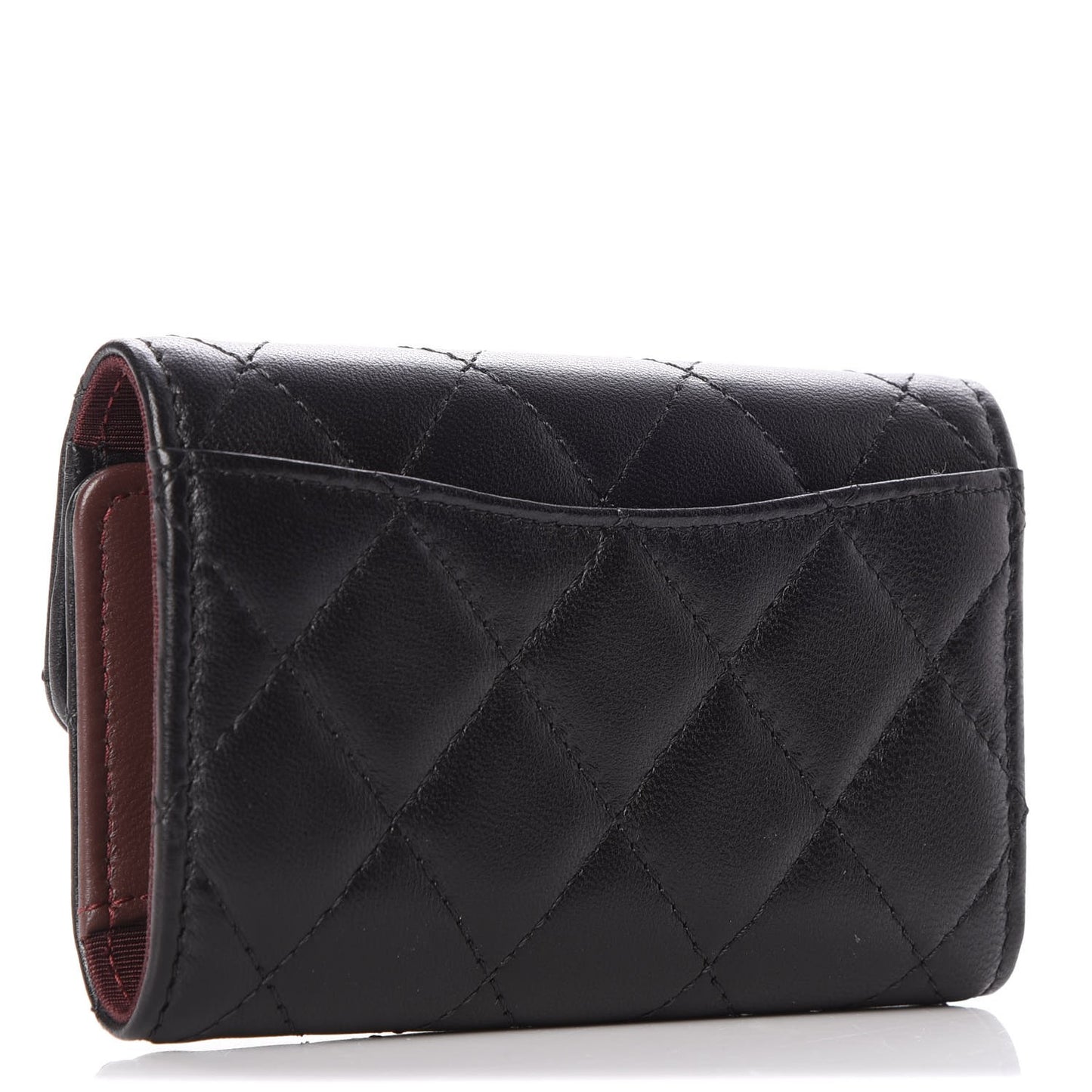 Lambskin Quilted 4 Key Holder Black