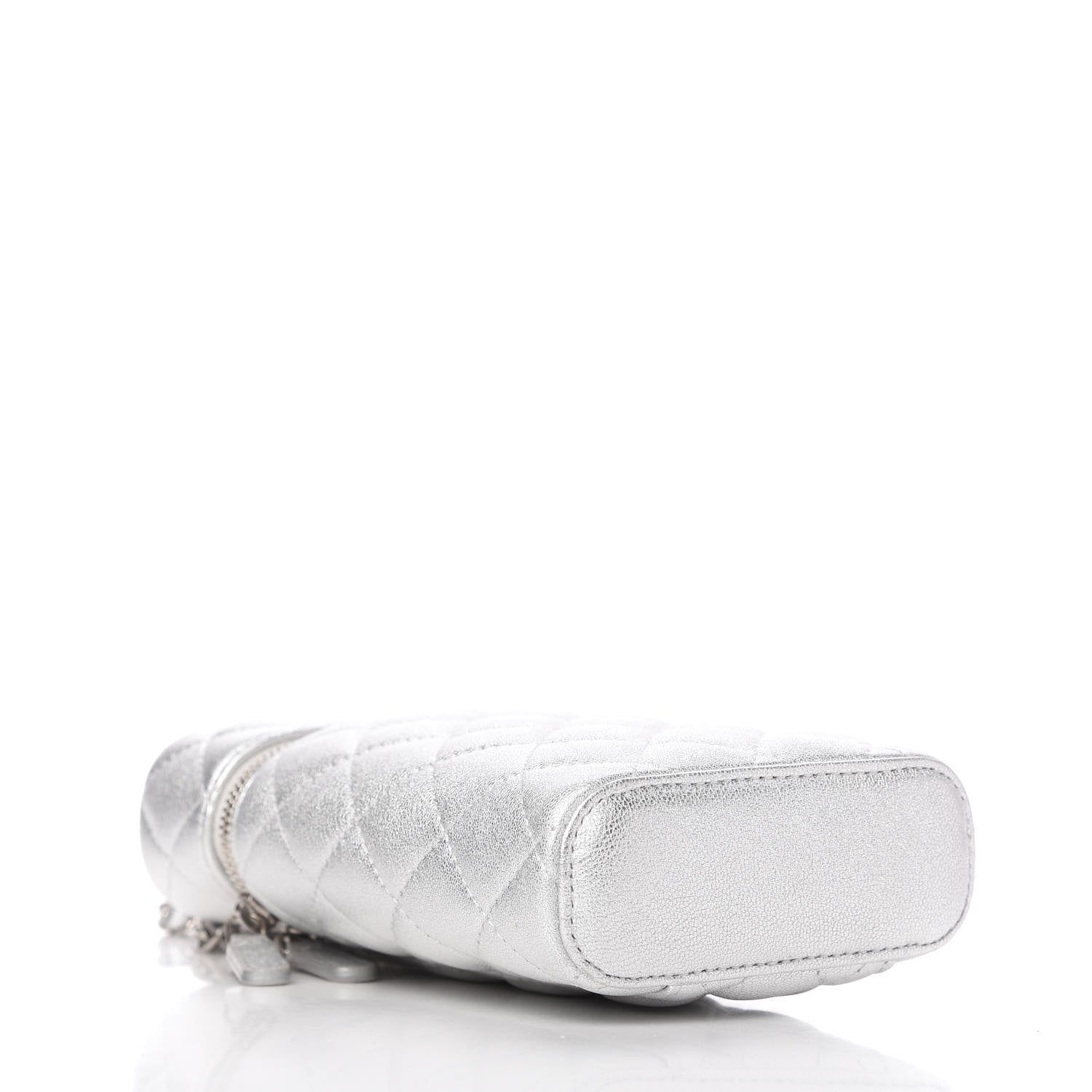 Chanel Metallic Lambskin Quilted Phone Holder With Chain Silver 4 of 10