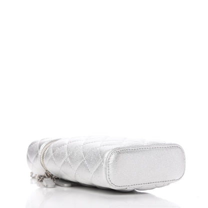 Chanel Metallic Lambskin Quilted Phone Holder With Chain Silver 4 of 10