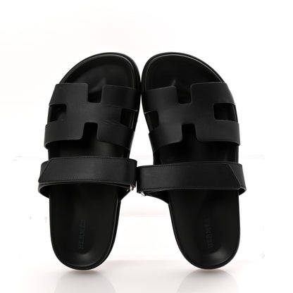 Hermes Calfskin Womens Chypre Sandals 38.5 Black 2 of 10
