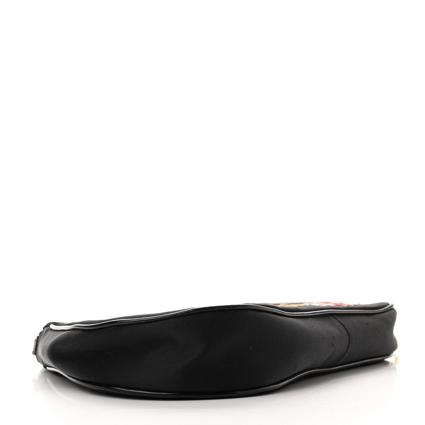 Satin Embroidered Koi Saddle Bag Black