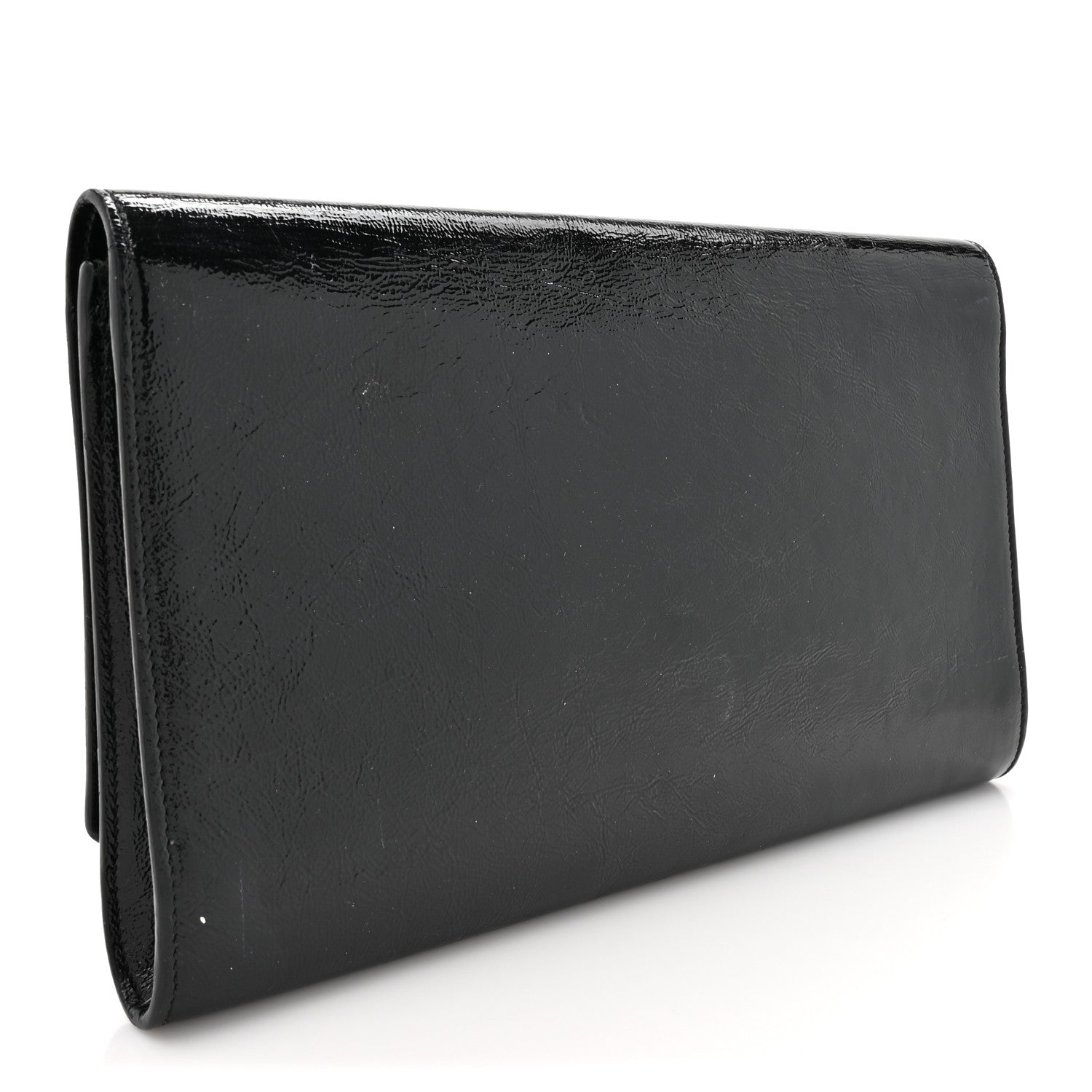 Saint Laurent Textured Patent Monogram Large Belle De Jour Clutch Black 3 of 11