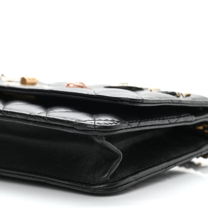 Chanel Aged Calfskin Quilted Lucky Charms 2.55 Reissue Wallet On Chain WOC Black 11 of 12