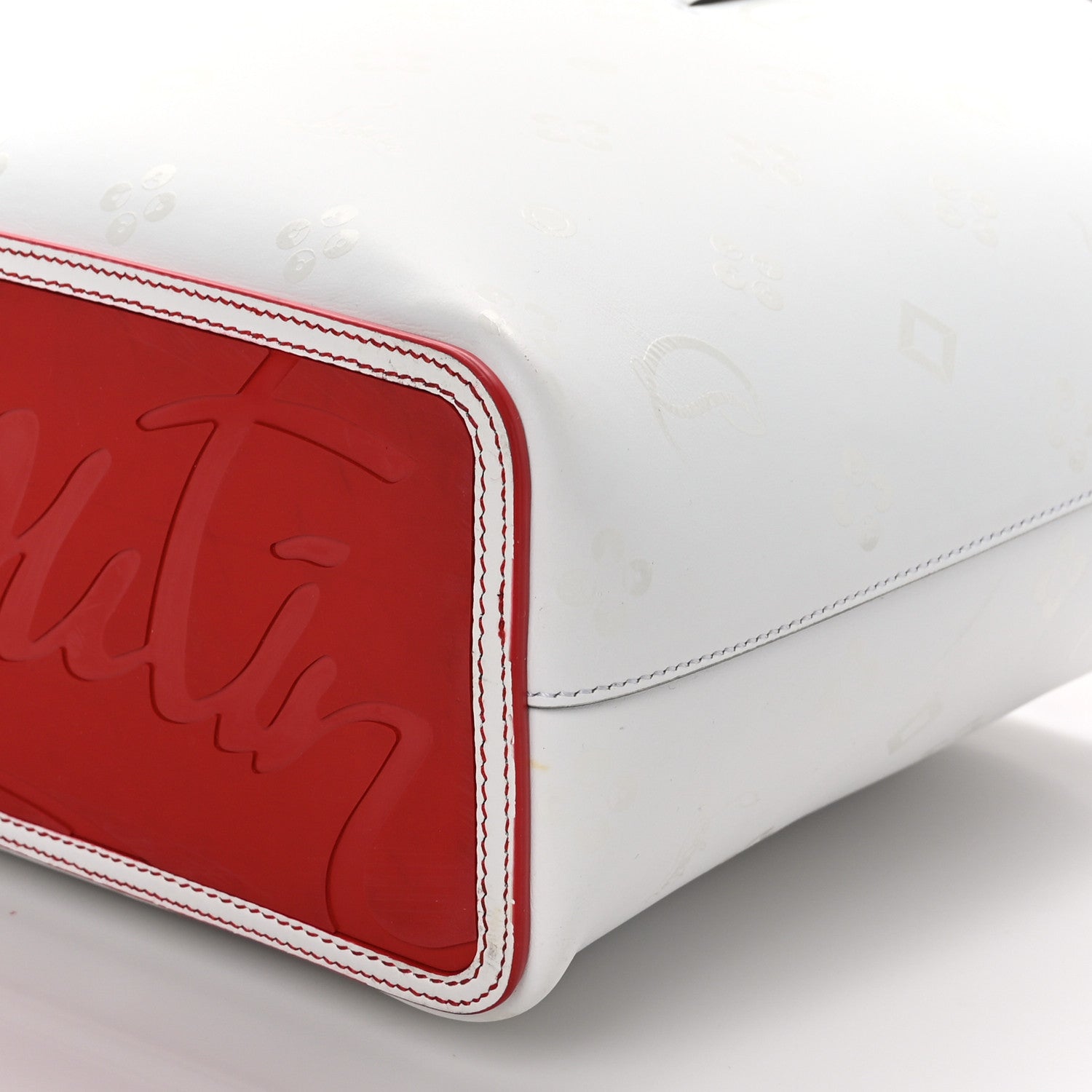 Christian Louboutin Calfskin Spikes Small East West Cabata Tote Snow 11 of 11