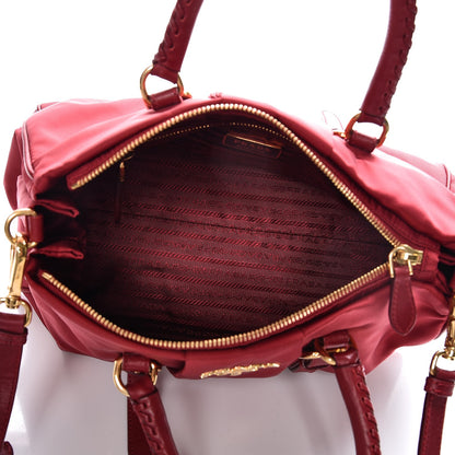 Prada Tessuto Nylon Soft Calf Shopping Satchel Cherry 6 of 9