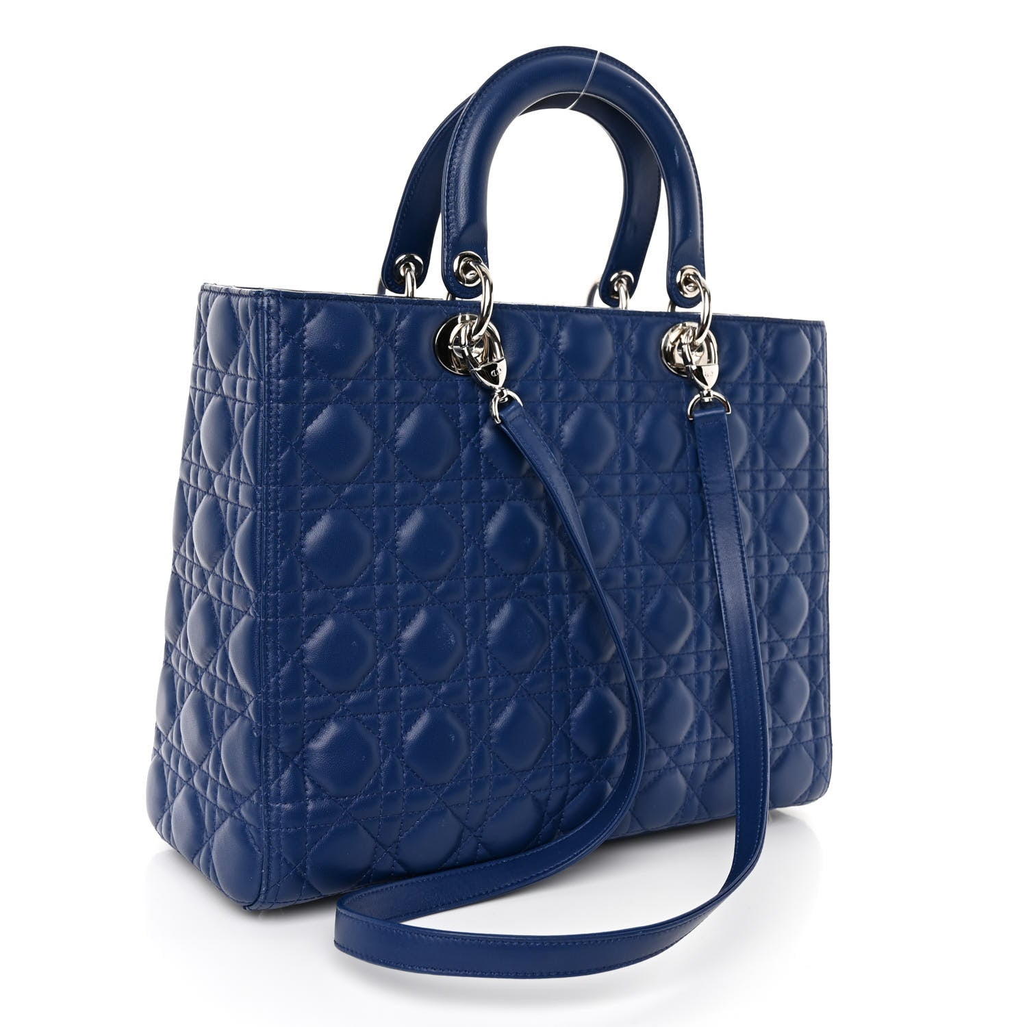 Christian Dior Lambskin Cannage Large Lady Dior Royal Blue 3 of 10