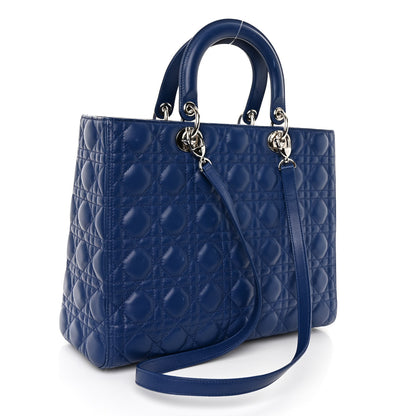 Christian Dior Lambskin Cannage Large Lady Dior Royal Blue 3 of 10