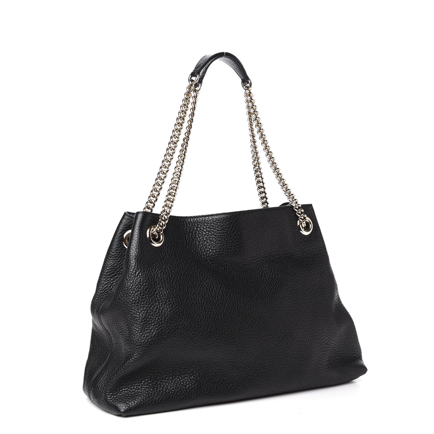 Pebbled Calfskin Medium Soho Chain Shoulder Bag Black