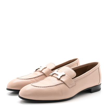 Hermes Goatskin Womens Paris Loafers 38.5 Beige Nude 4 of 10