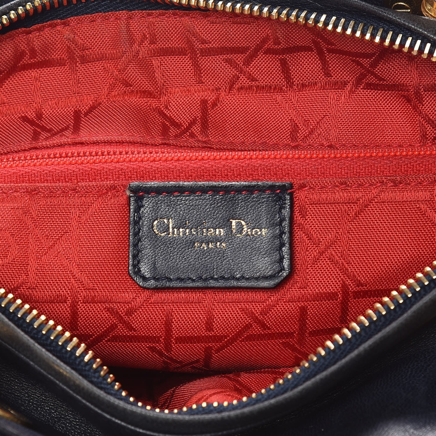 Christian Dior Lambskin Cannage Medium Lady Dior Navy Blue 8 of 13