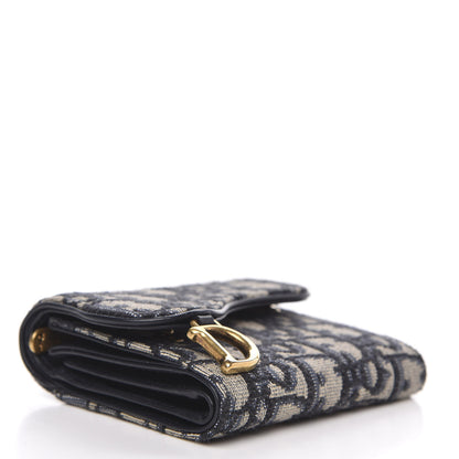 Christian Dior Oblique Saddle Lotus Wallet Blue 4 of 8