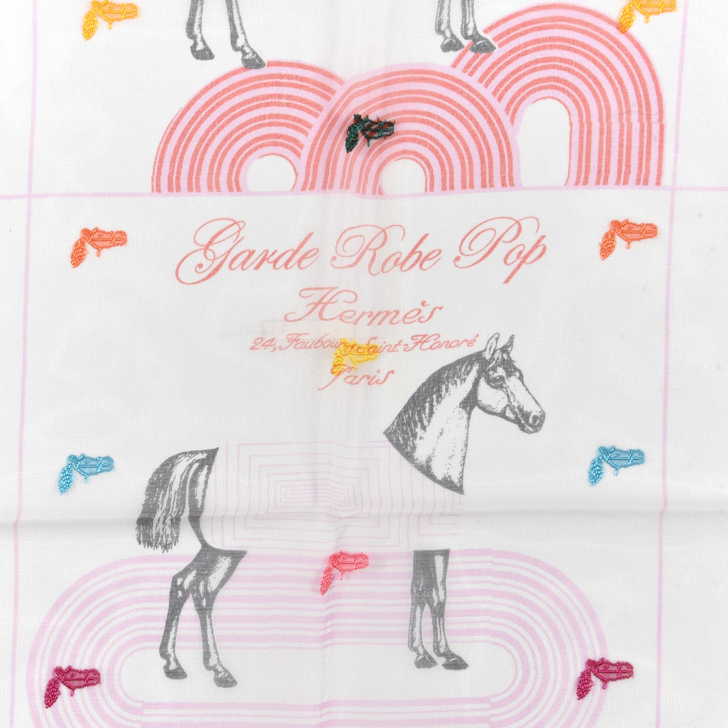 Hermes Silk Muslin Garde Robe Pop Scarf 80 White Multicolor 2 of 4