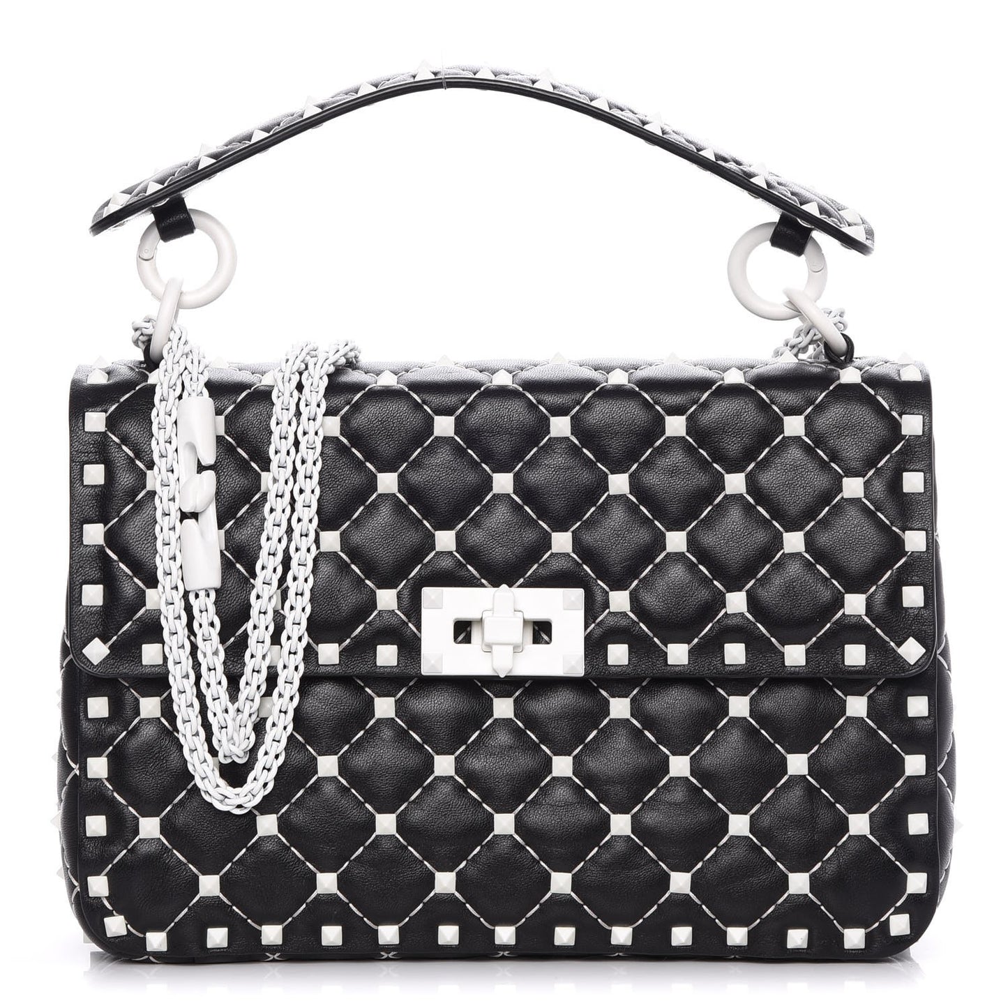Lambskin Medium Free Rockstud Spike Shoulder Bag Black
