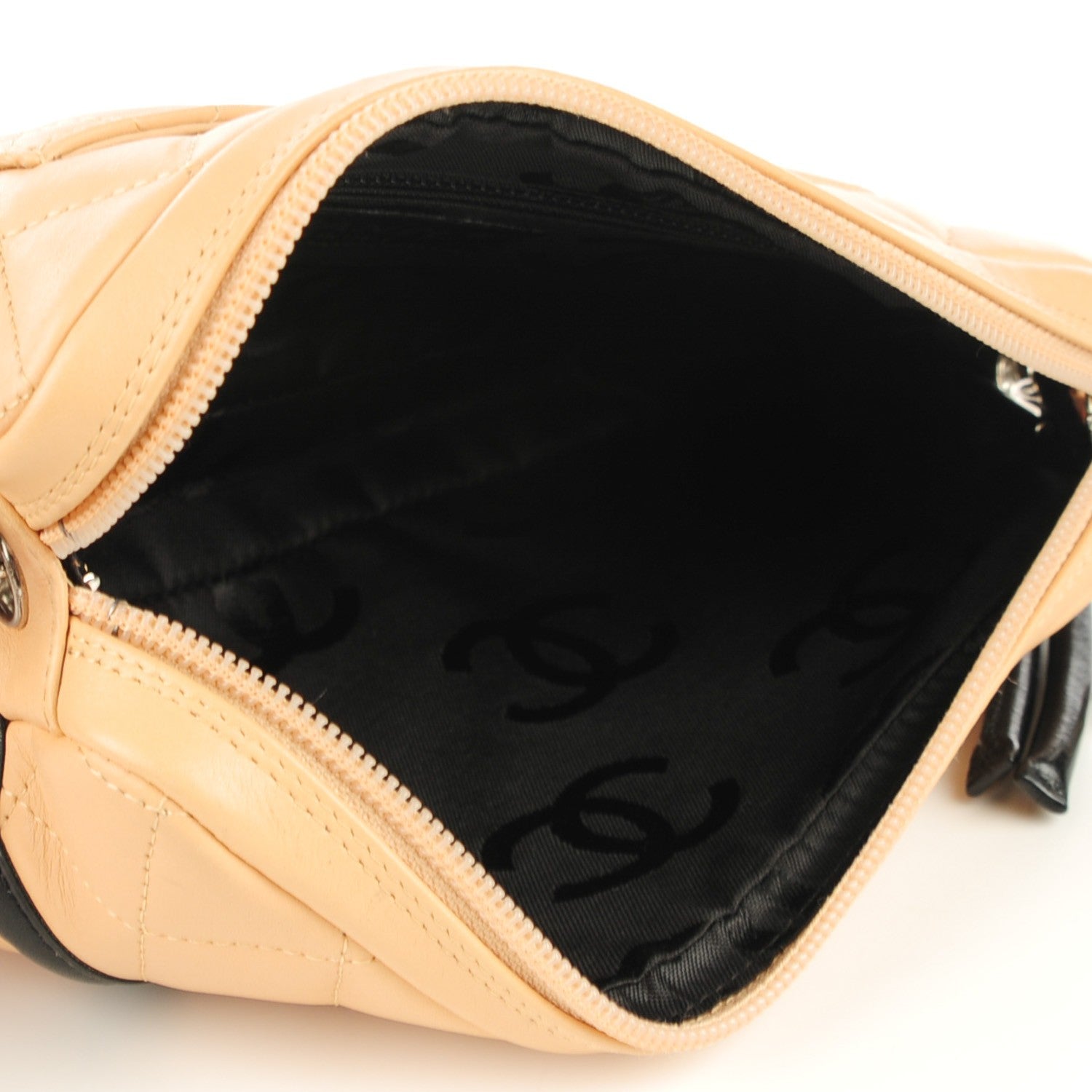 Chanel Calfskin Quilted Cambon Pochette Beige Black 5 of 8