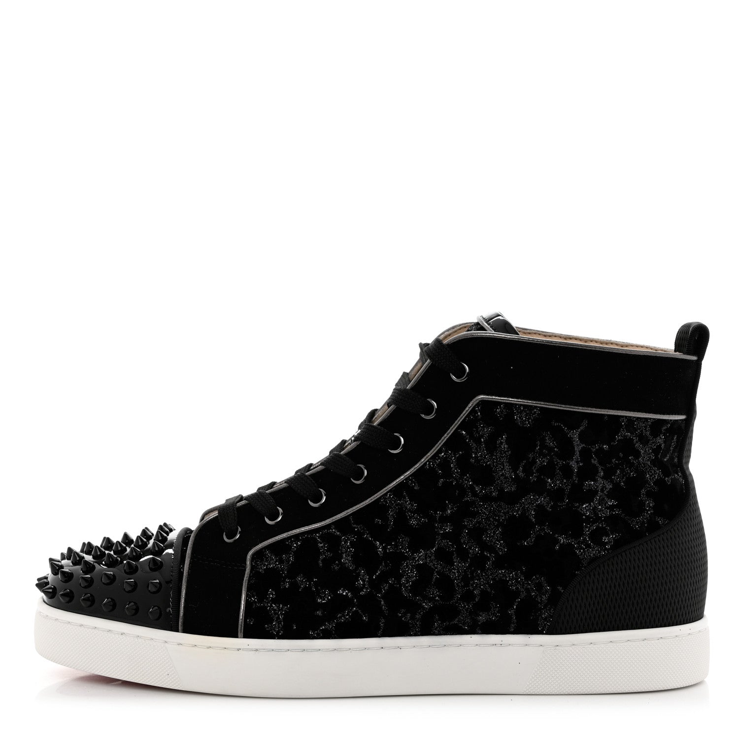 Christian Louboutin Velvet Lou Spikes Orlato Sneakers 46 Black Dark Gunmetal 1 of 8