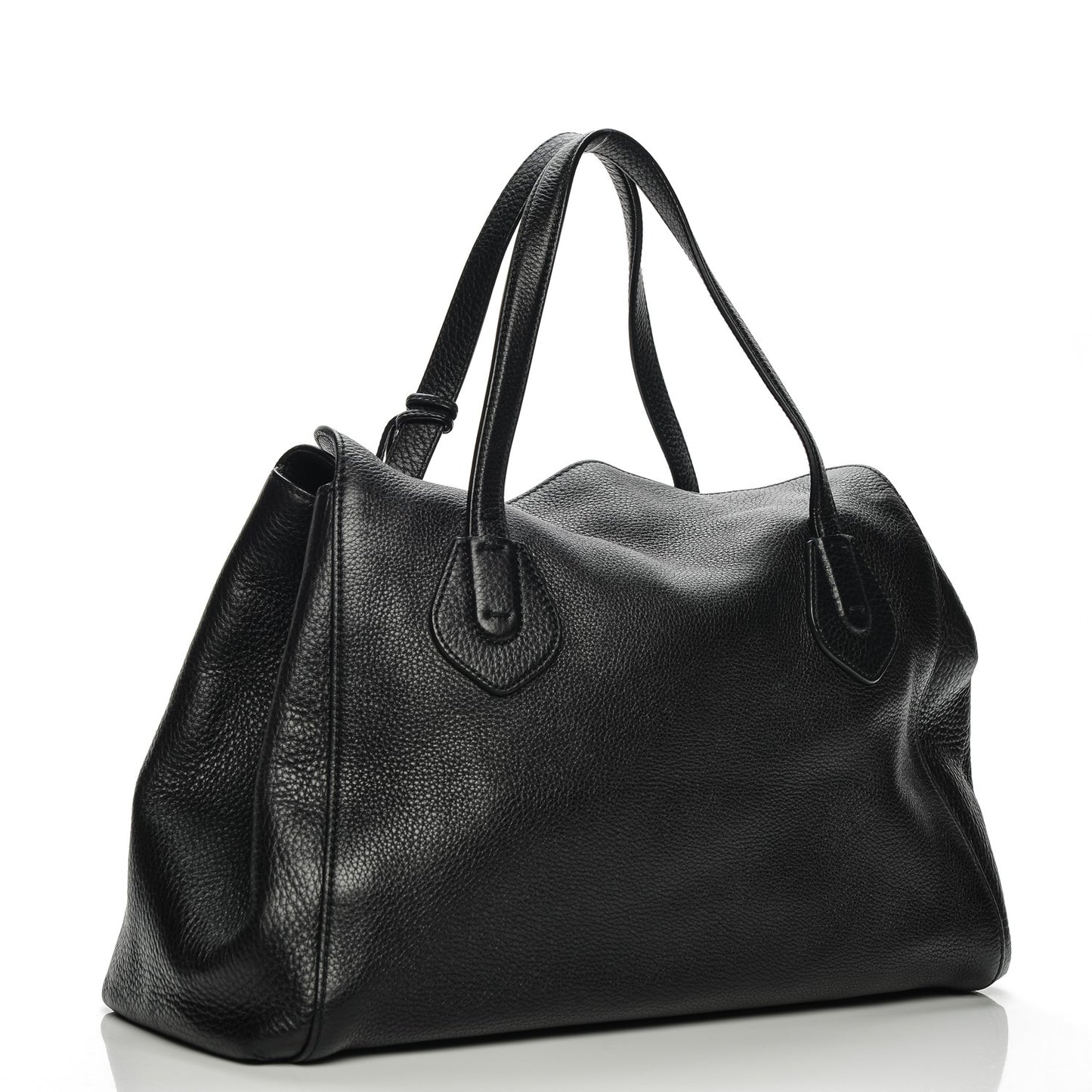 Pebbled Calfskin Lady Tassel Top Handle Bag Black