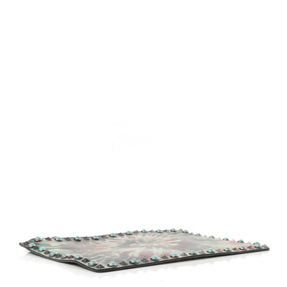 Valentino Garavani Pebbled Calfskin Tie Dye Large Rockstud Rolling Zip Pouch Deep Army Green 4 of 6