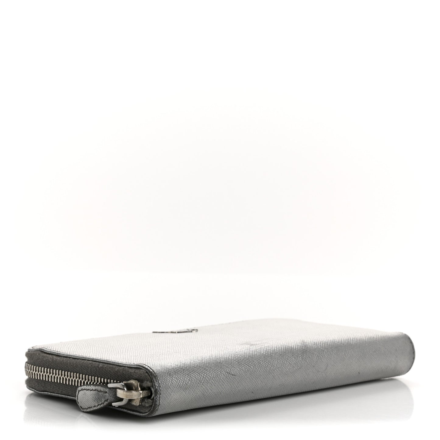 Saffiano Metal Zip Around Wallet Argento