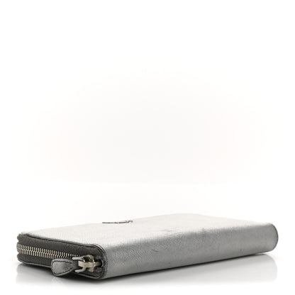 Prada Saffiano Metal Zip Around Wallet Argento 4 of 18