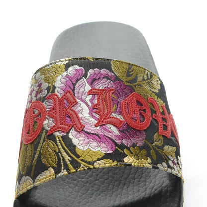 Gucci Jacquard Floral Blind for Love Slide Sandals 39 Black Multicolor 7 of 10