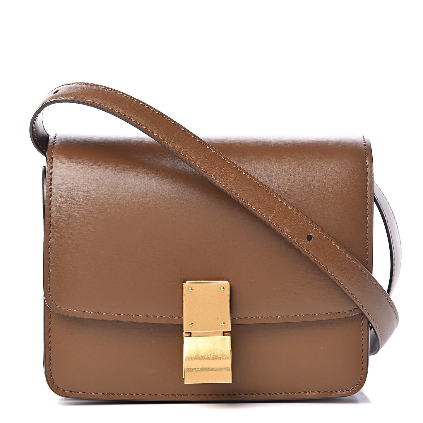Box Calfskin Small Classic Box Flap Bag Camel