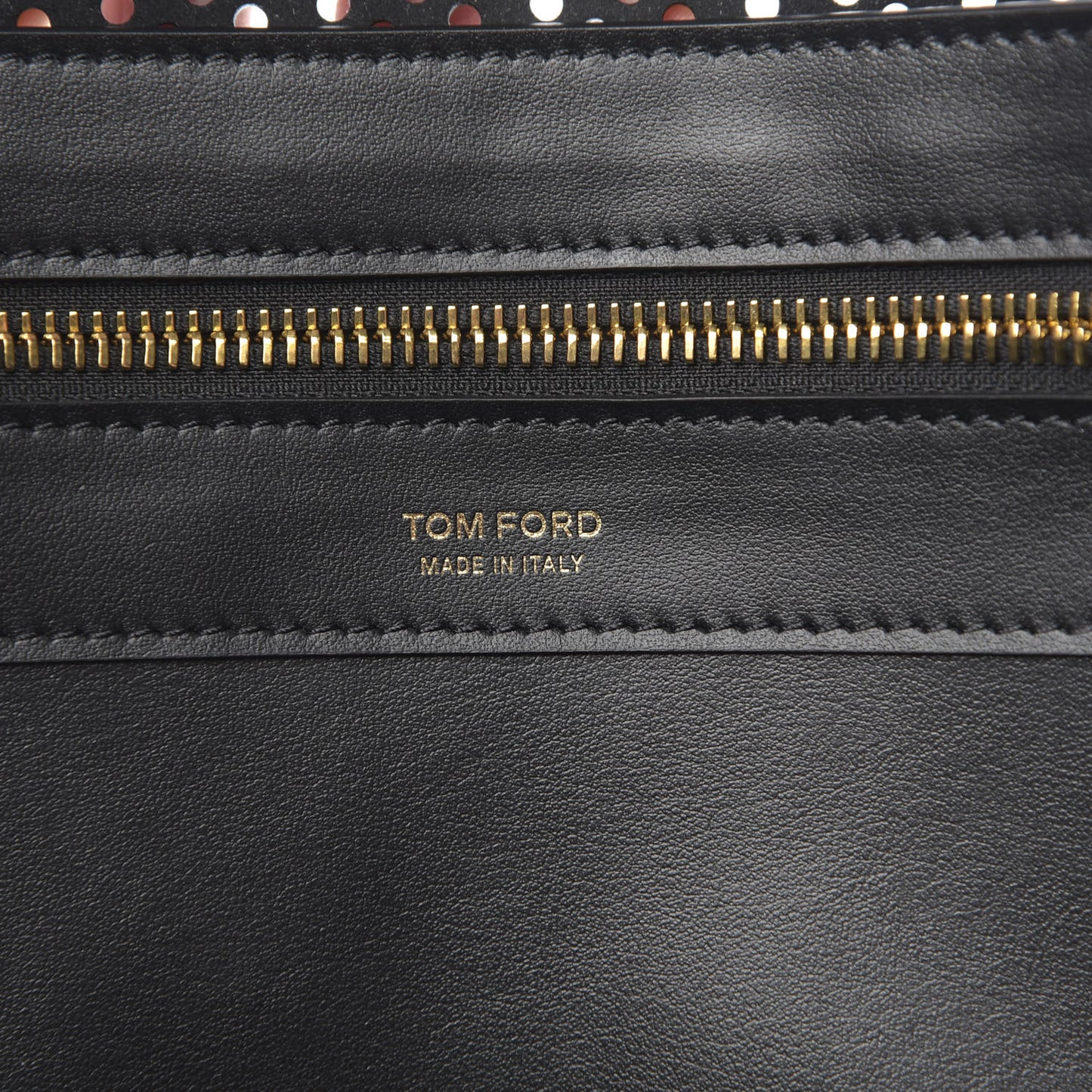Calfskin Perforated T Twist Tote Black