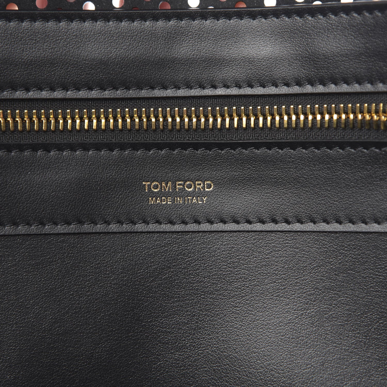 Tom Ford Calfskin Perforated T Twist Tote Black 6 of 9