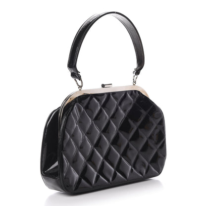 Chanel Patent Quilted Kisslock Frame Bag Black 3 of 17