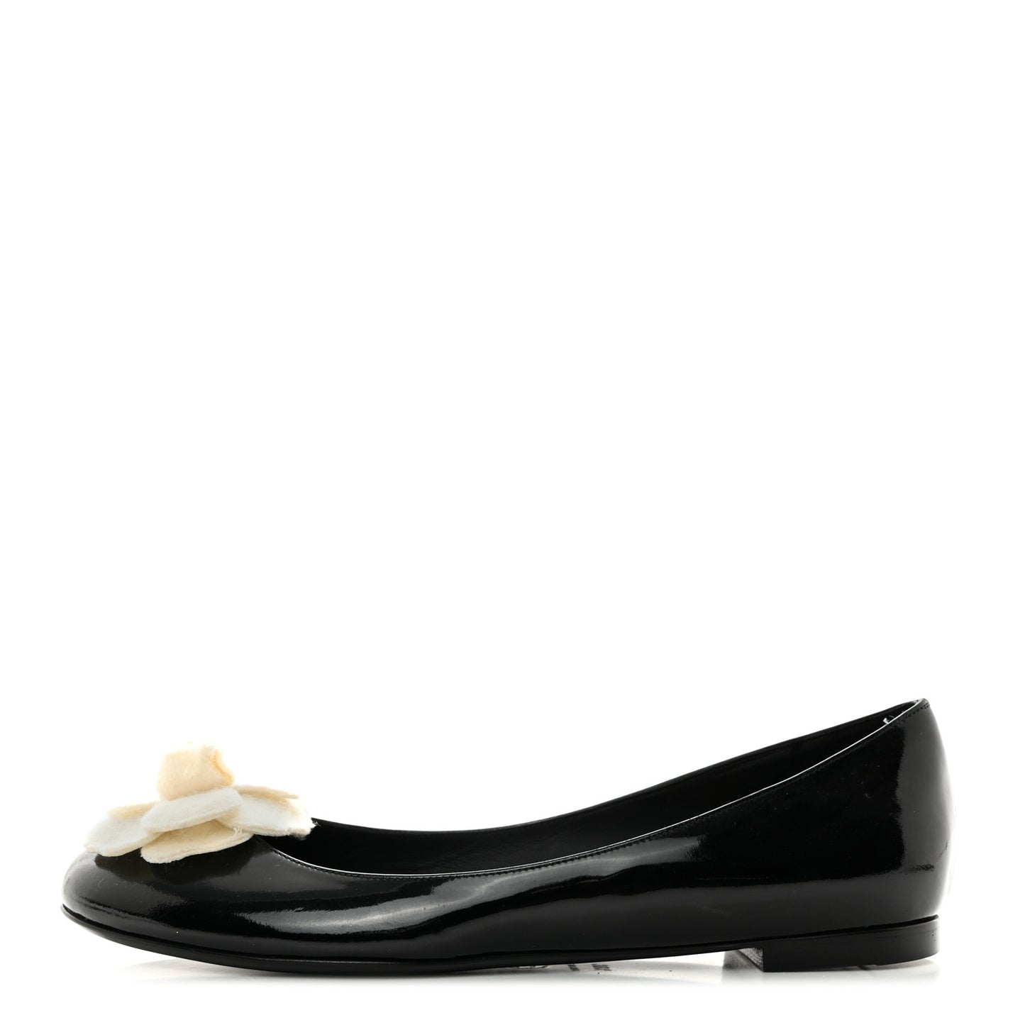 Patent Camellia Ballerina Flats 39.5 Black