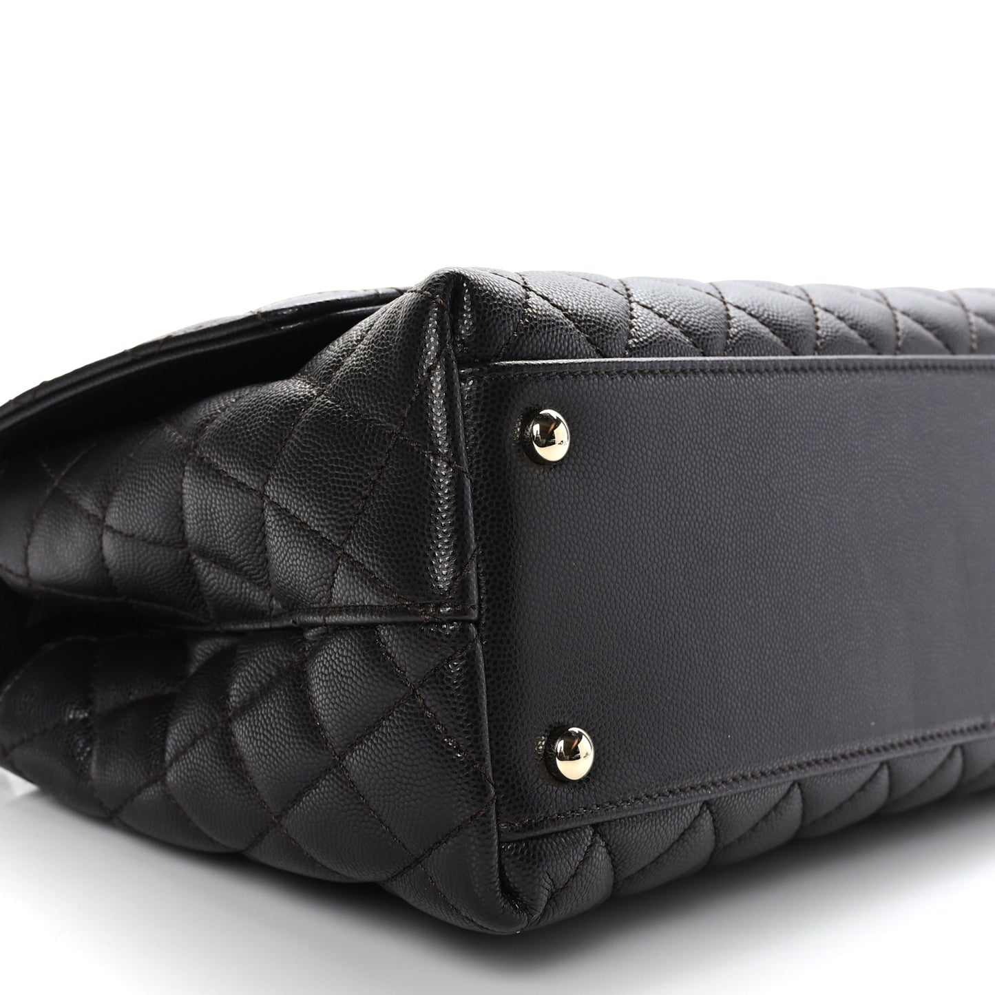 Caviar Quilted Small Coco Handle Flap Dark Brown