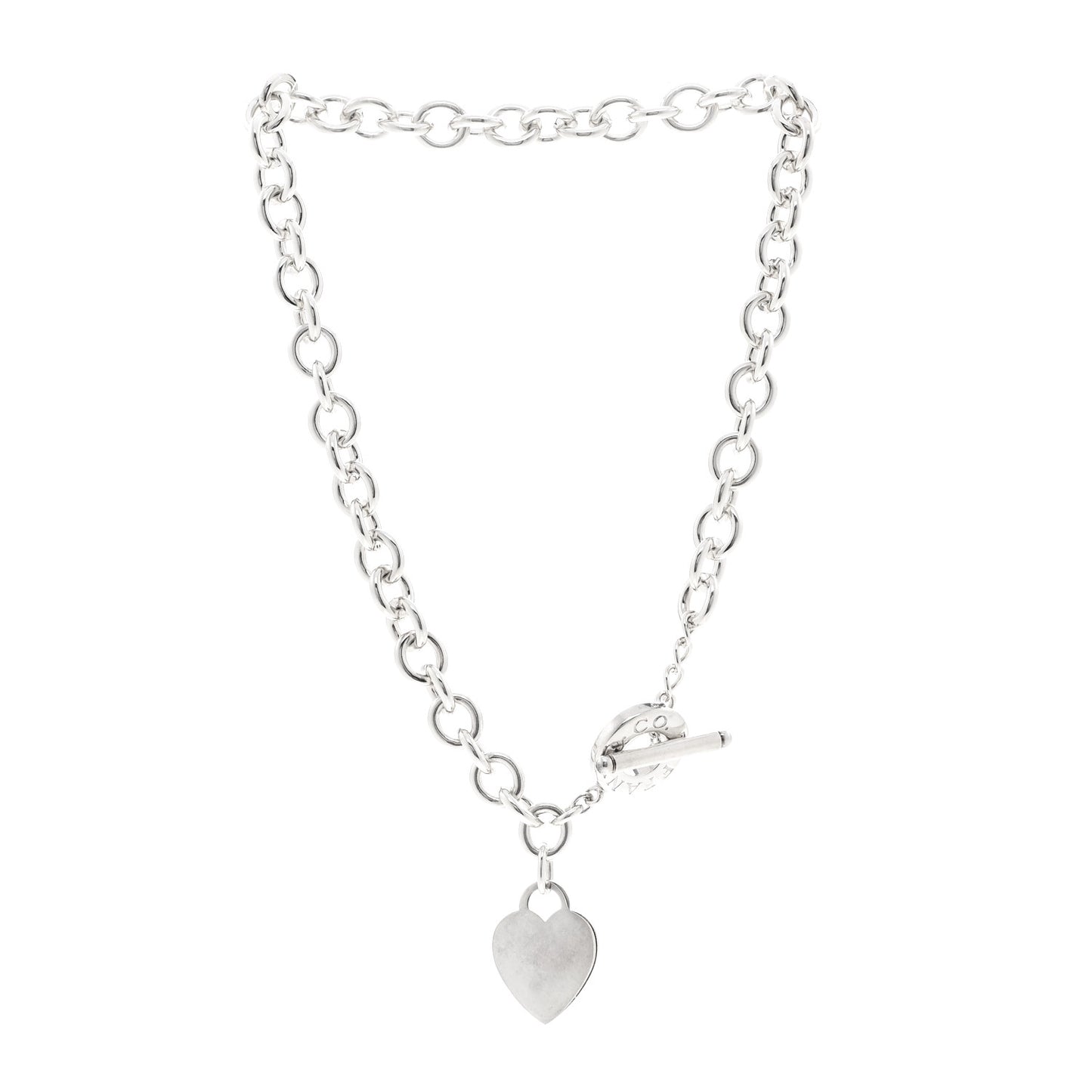 Sterling Silver Heart Tag Toggle Necklace