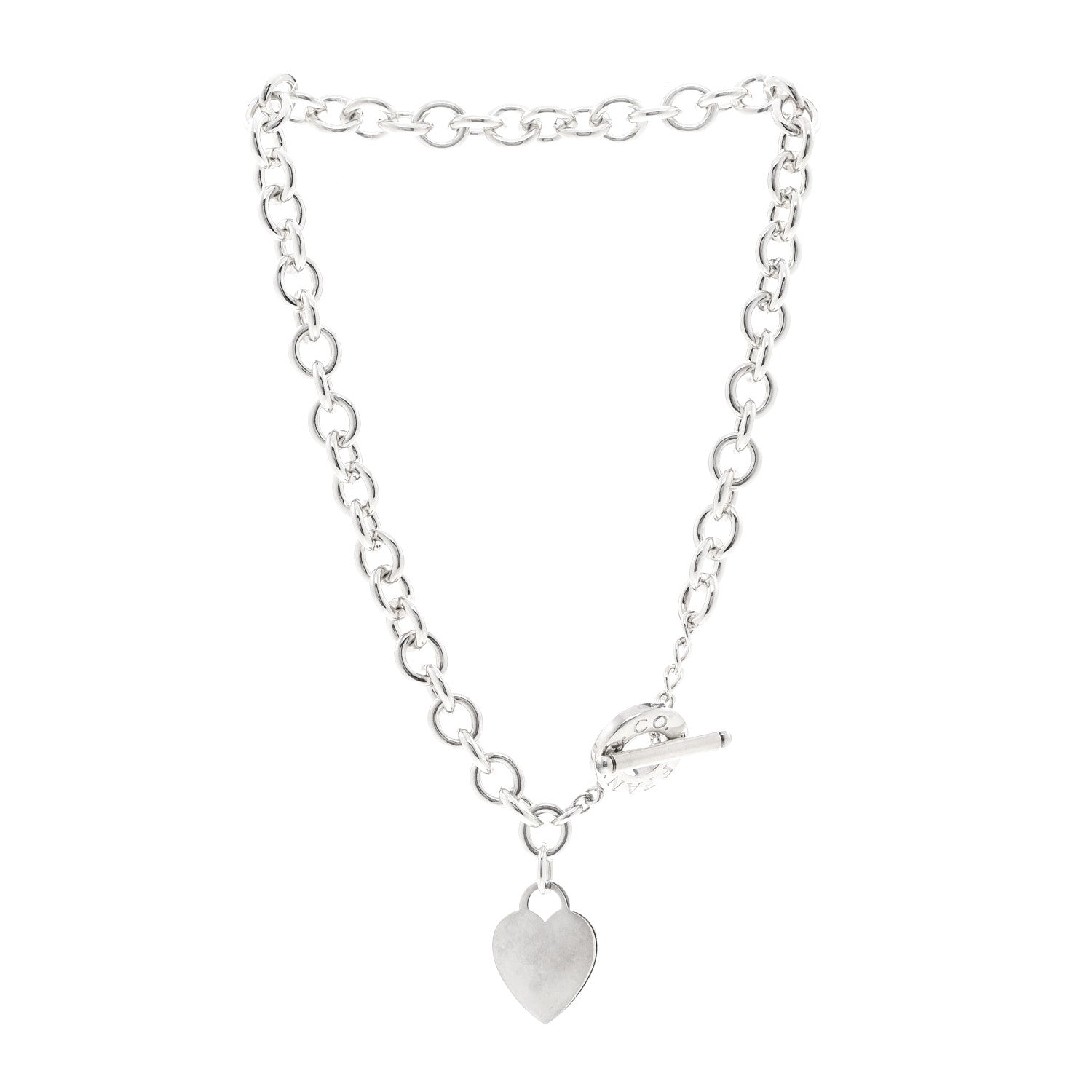 Tiffany Sterling Silver Heart Tag Toggle Necklace 3 of 5