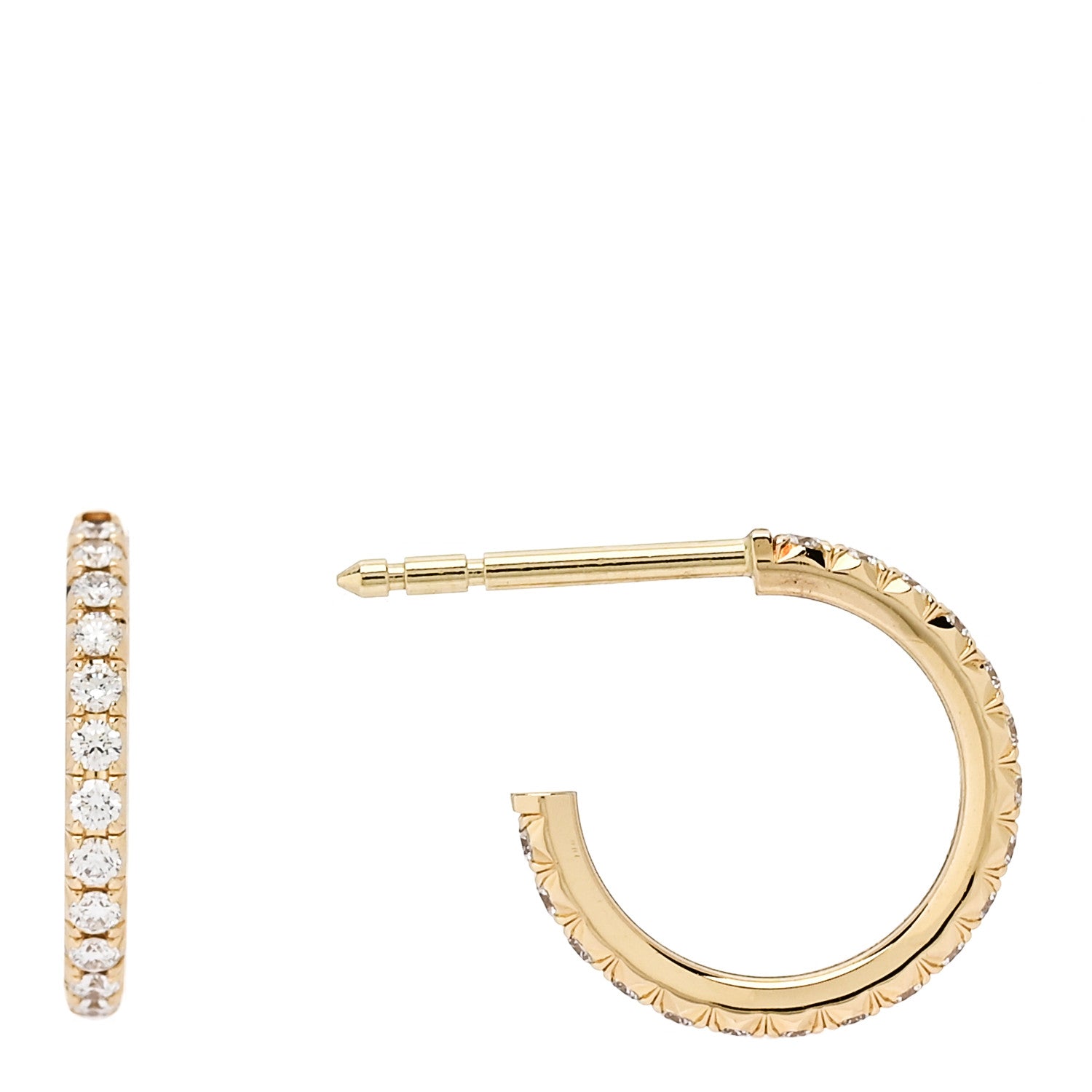 Tiffany 18K Yellow Gold Diamond Small Metro Hoop Earrings 1 of 4