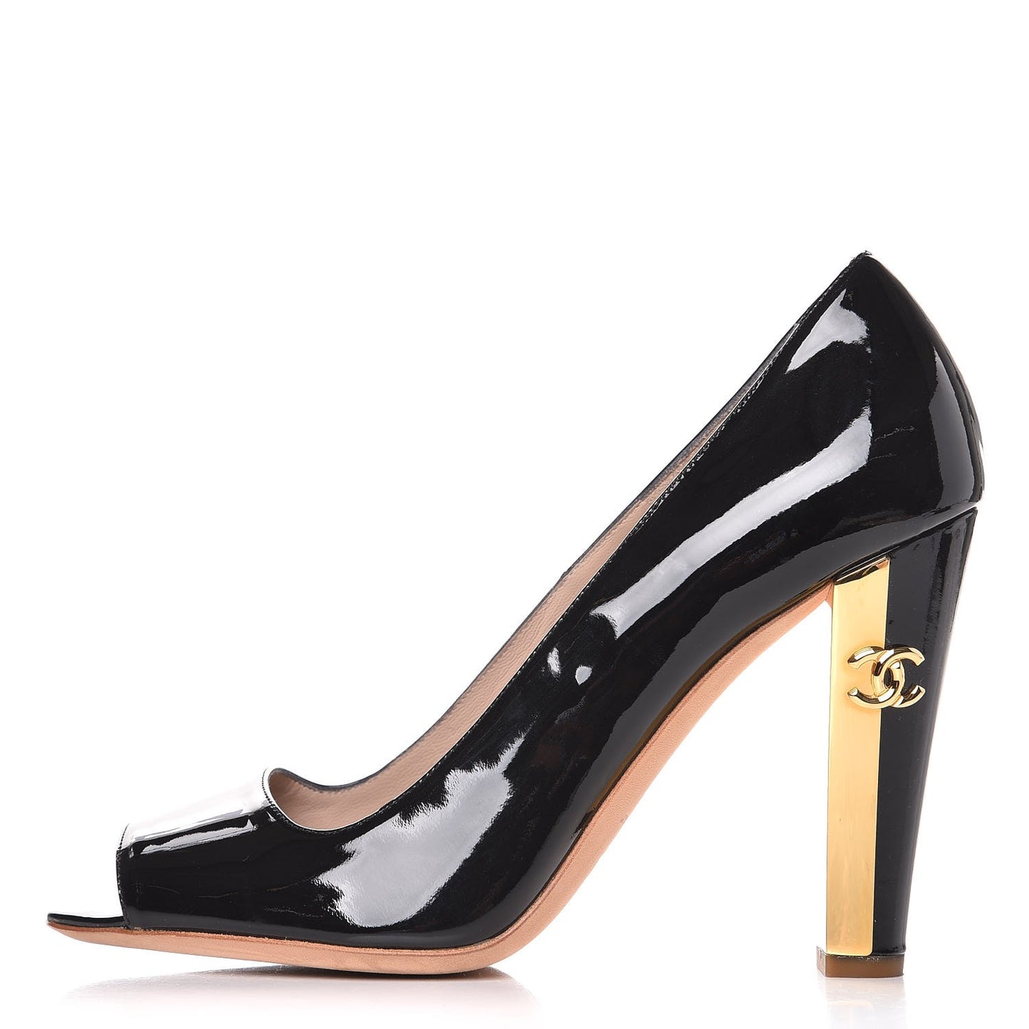 Patent Peep Toe CC Pumps 38.5 Black