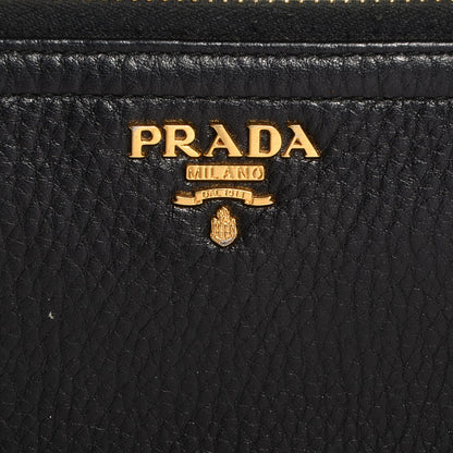 Prada Vitello Daino Zip Around Wallet Nero Black 9 of 9