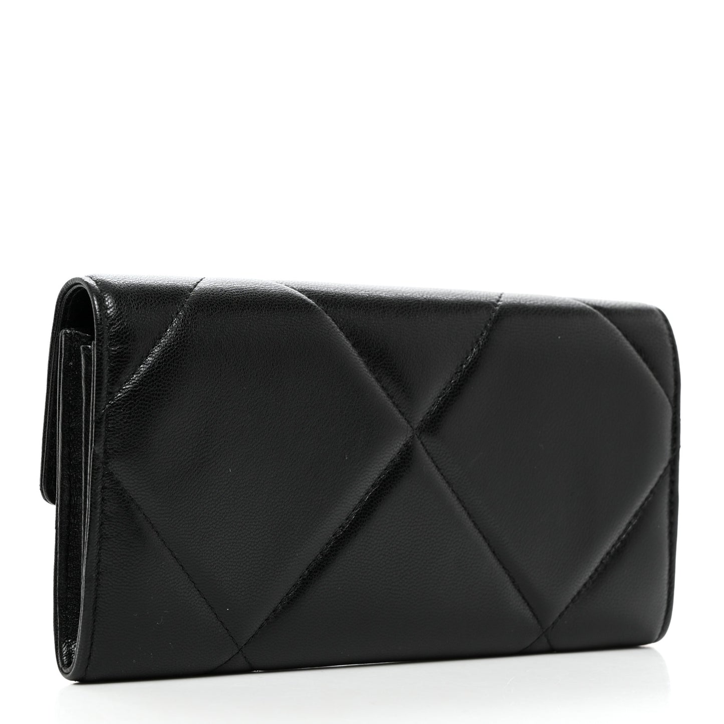 Lambskin Quilted Chanel 19 Flap Wallet Black