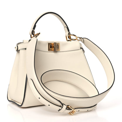 Fendi Vitello Seta Suede FF Mini Peekaboo Iconic Satchel Uovo Sigaro Marrone 3 of 11