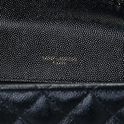 Saint Laurent Grain De Poudre Textured Mixed Matelasse Triquilt Small Monogram Satchel Black 5 of 10