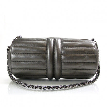 Chanel Leather Quilted Evening Bag Metallic Gray 1 of 8