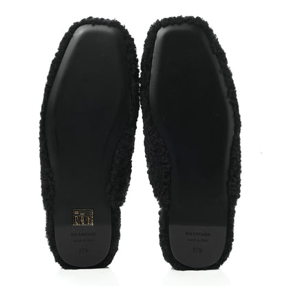 Balenciaga Faux Shearling Cosy BB Mules 37.5 Black 5 of 7