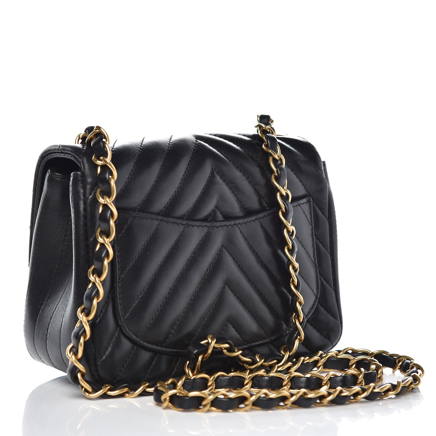 Chanel Lambskin Chevron Quilted Mini Square Flap Black 3 of 12